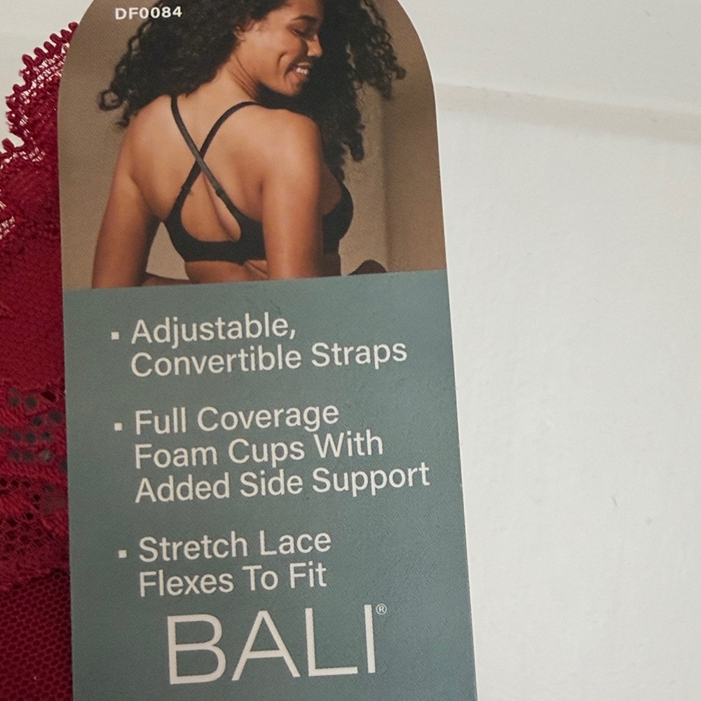 NWT Bali Deep Red Lace Bra 38C - Picture 3 of 4